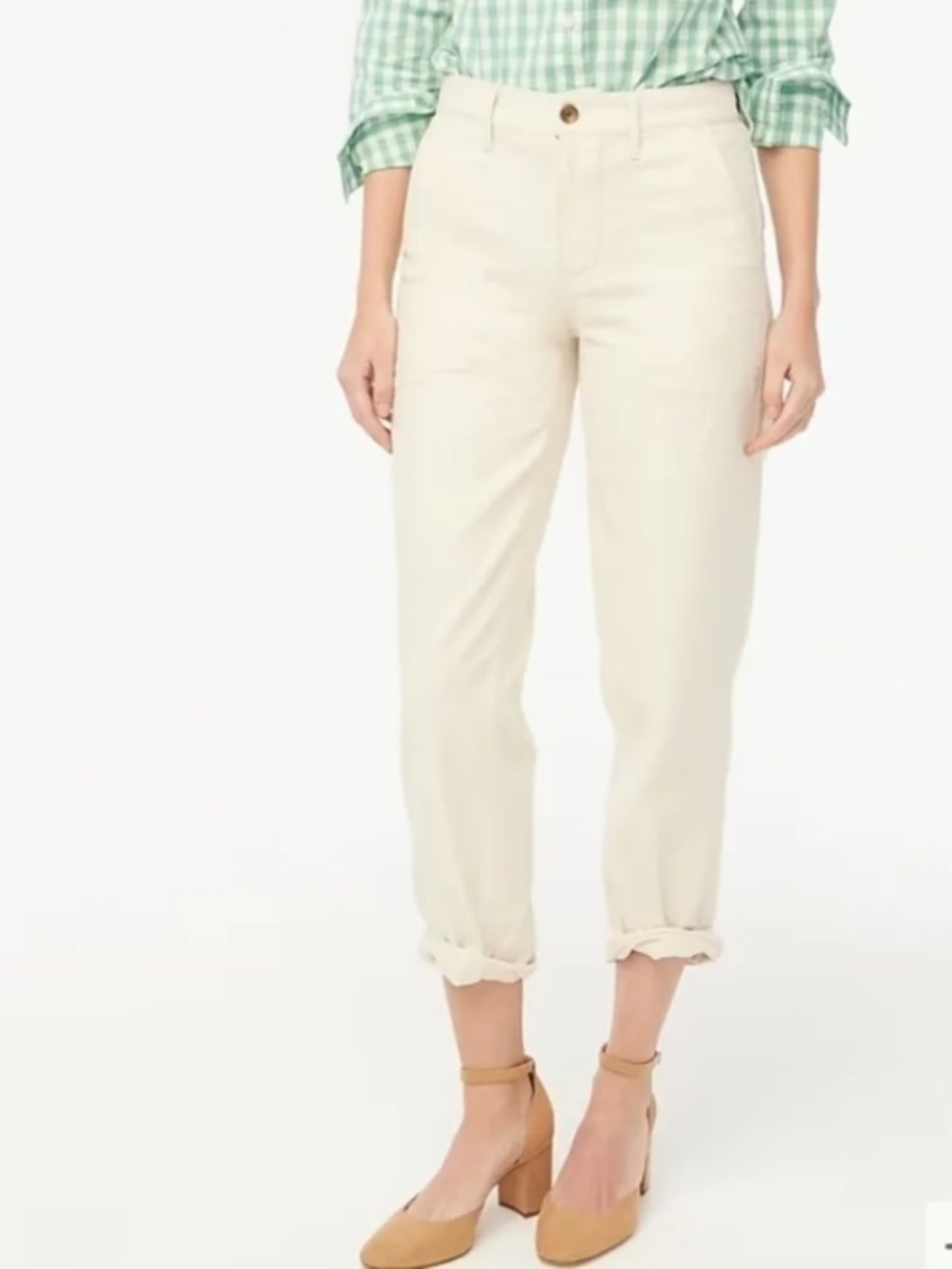 J.Crew Factory Cotton Camp Pant Size 2 Ecru NWT Quiet Luxury Preppy Officewear
